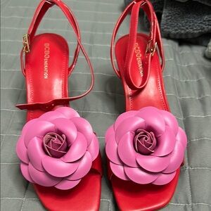 BCBGeneration Red Sandals with Pink Flower